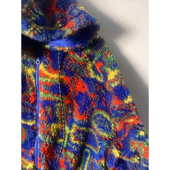 Dolls Kill Basic Pleasures Mode Fantasia Borg Trippy Print Fleece Zip up Jacket - Picture 2 of 11